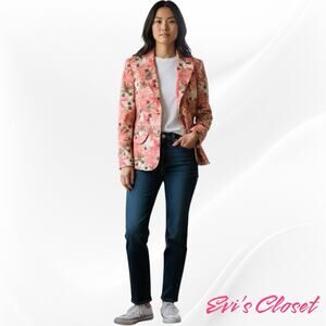 Ann Taylor Loft Women's Blazer Jacket Floral 3 Buttons Front Pockets Stretch S 6